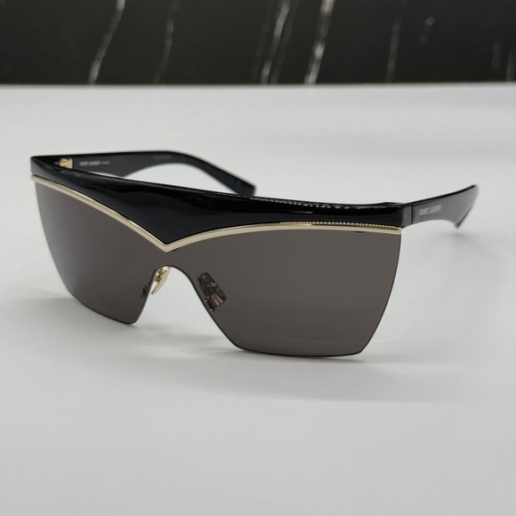 NEW SAINT LAURENT SL614 MASK 001 WOMEN BLACK SUNGLASSES SAINT LAURENT SL 614 001 - Picture 1 of 14